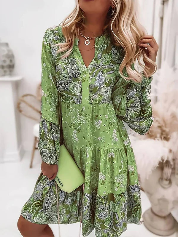 Liora – boho dress with flowing cut and floral elegance