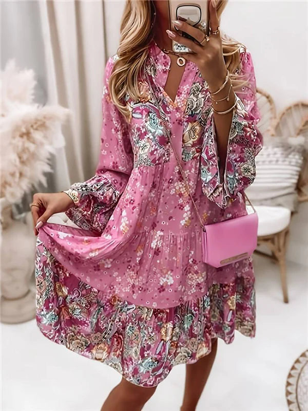 Liora – boho dress with flowing cut and floral elegance