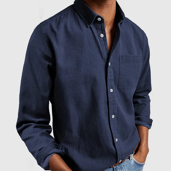 Nathan - Men's casual long-sleeved shirt with lapel collar