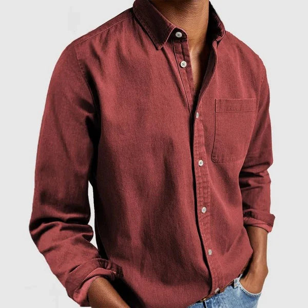 Nathan - Men's casual long-sleeved shirt with lapel collar