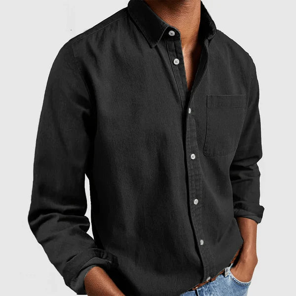 Nathan - Men's casual long-sleeved shirt with lapel collar