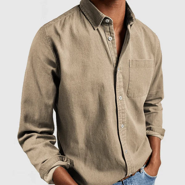 Nathan - Men's casual long-sleeved shirt with lapel collar