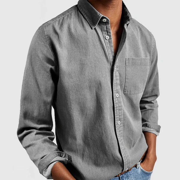 Nathan - Men's casual long-sleeved shirt with lapel collar