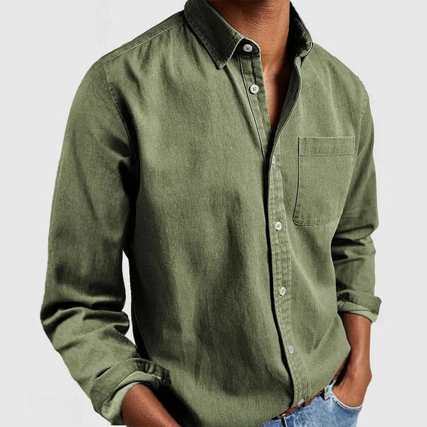 Nathan - Men's casual long-sleeved shirt with lapel collar