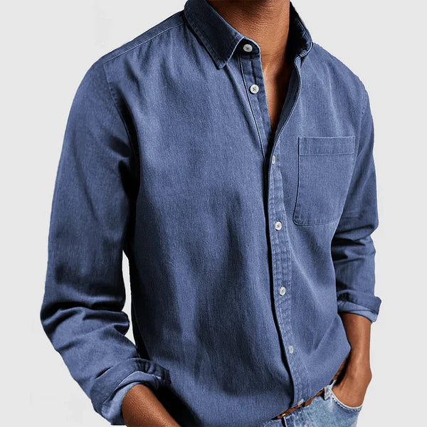 Nathan - Men's casual long-sleeved shirt with lapel collar