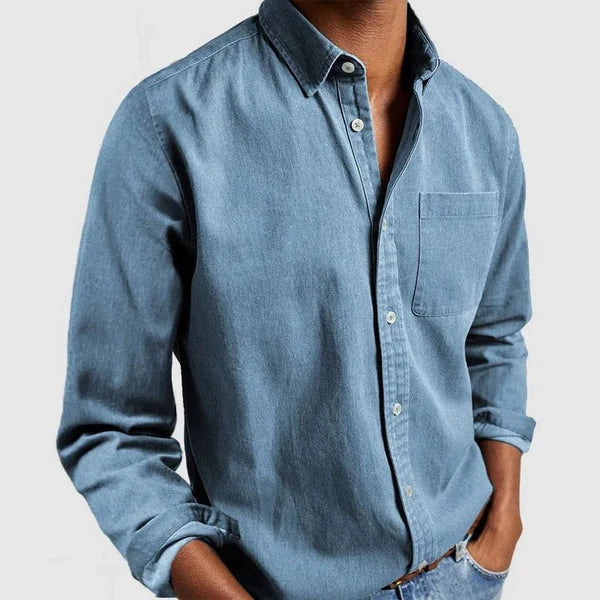 Nathan - Men's casual long-sleeved shirt with lapel collar
