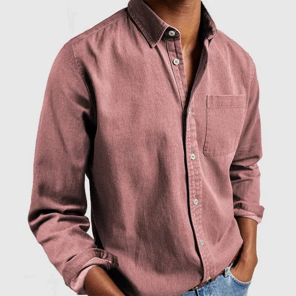 Nathan - Men's casual long-sleeved shirt with lapel collar