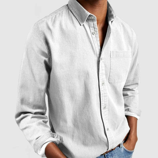 Nathan - Men's casual long-sleeved shirt with lapel collar