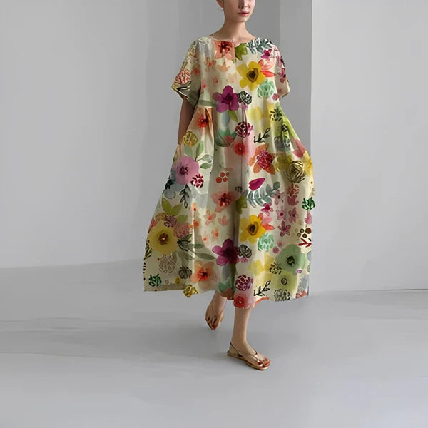 Naomi - Boho maxi dress with flowers for spring
